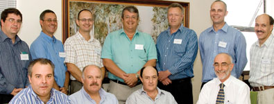 L to R back row: Ernst van Wyk, Neels van der Walt, Sean Homan, Mike Lamusse, Phil Pemberton, Quintin McCutcheon, John Viljoen.  Front row: Paolo de Sousa Gomes, Cedric Michael, Steven Meyer, Andrew Ashton